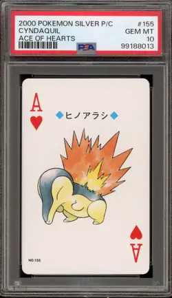 Pokemon Silver Playing Cards Cyndaquil Ace of Hearts #155 PSA 10 Gem Mint - Image 1