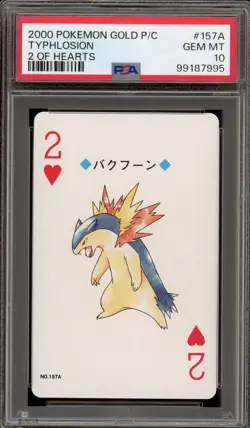 Pokemon Gold Playing Cards Typhlosion 2 of Hearts #157a PSA 10 Gem Mint - Image 1