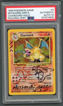 Pokemon Cards PSA Authentic Auto 10 Charizard 4/102 Base Mitsuhiro Arita Signed - Image 1