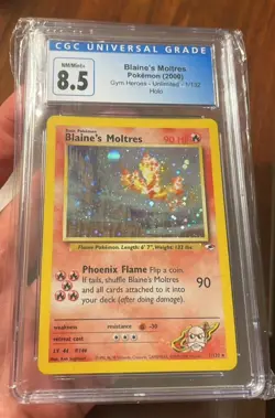 2000 BLAINE'S MOLTRES HOLO RARE GYM HEROES POKEMON TCG CGC 8.5 MINT #1/132 - Image 1