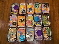 Lot of 15 Pokemon EMPTY Mini Tins w/ Coins & Art Cards, Prismatic, 151, Etc... - Image 2