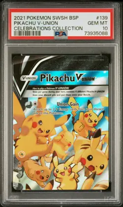 2021 POKEMON SWSH BLACK STAR PROMO CELEBRATIONS COLL #139 PIKACHU V-UNION PSA 10 - Image 1