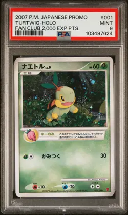 2007 POKEMON JPN PROMO FAN CLUB 2,000 EXP PTS. #001 TURTWIG-HOLO PSA 9 - Image 1