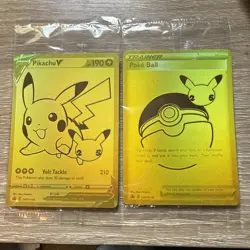 Pokemon Celebrations Pikachu V & PokeBall Gold Promos SWSH145 & SWSH146 - Sealed - Image 1