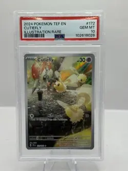 2024 Pokemon TEF EN Illustration Rare 172/162 Cutiefly PSA 10 - corner case chip - Image 1