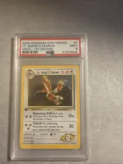 Pokemon 2000 Gym Heroes 7/132 Lt. Surge's Fearow Holo Rare First Edition PSA 9 - Image 1