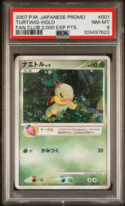 2007 POKEMON JPN PROMO FAN CLUB 2,000 EXP PTS. #001 TURTWIG-HOLO PSA 8 - Image 1