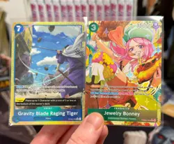 Gravity Blade Raging Tiger + Jewelry Bonney Alt Arts PRB02 One Piece Card Game - Image 1