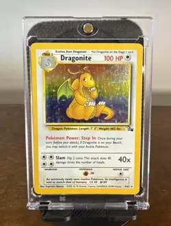 Pokemon TCG Dragonite Fossil Holo Unlimited Rare Card 4/62 LP Vintage Authentic - Image 1