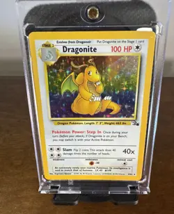 Pokemon TCG Dragonite Fossil Holo Unlimited Rare Card 4/62 LP Vintage Authentic - Image 3