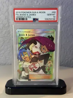 PSA 10 Pokemon TCG Jessie & James Trainer Full Art Card 68/68 Hidden Fates - Image 1