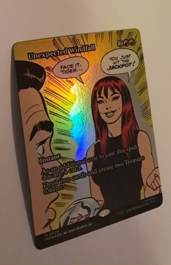 Unexpected Windfall Borderless FOIL NM Marvel Spiderman MTG MAGIC THE GATHERING - Image 2
