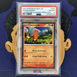 PSA 8 NEAR MINT 2024 Pokemon Mew 151 Super Premium CHARMANDER #004 Holo - Image 2