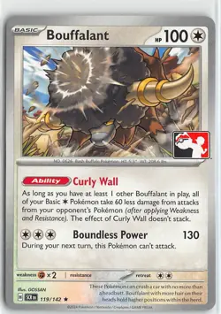 Pokemon Prize Pack Seres Cards Stamped Non Foil Rare #119/142 Bouffalant - Image 1