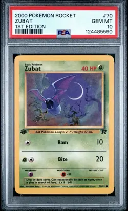 2000 Pokemon 1st Edition Team Rocket Zubat PSA 10 - Image 1