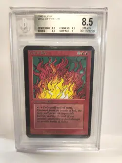 1993 MTG Alpha WALL OF FIRE Beckett Graded 8.5 NM Magic The Gathering - Image 1