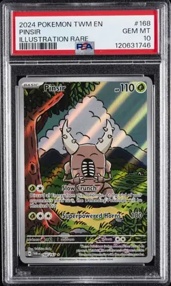 2024 POKEMON TWM EN-TWILIGHT MASQUERADE ILLUSTRATION RARE #168 PINSIR PSA 10 - Image 1