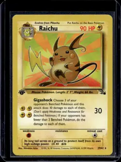 1999 Pokemon Fossil 1st Edition Raichu #29/62 - Image 1