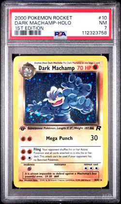 2000 POKEMON ROCKET 1ST ED #10 DARK MACHAMP-HOLO PSA 7 - Image 1