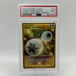 2022 Pokemon TCG Sword & Shield Astral Radiance Double Turbo Energy #216 PSA 9 - Image 1