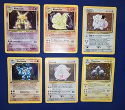 Vintage Pokemon Holo Card Lot (6) Base Set Ninetales Alakazam Clefairy LP To MP - Image 1