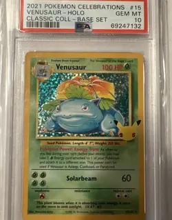 2021 POKEMON CELEBRATIONS #15/102 VENUSAUR HOLO BASE SET CLASSIC COLL. PSA 10 - Image 1