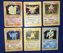 Vintage Pokemon Holo Card Lot (6) Base Set Ninetales Raichu Gyarados LP To MP - Image 1