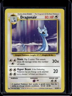 1999 Pokemon Set Unlimited Dragonair Rare #18/102 - Image 1