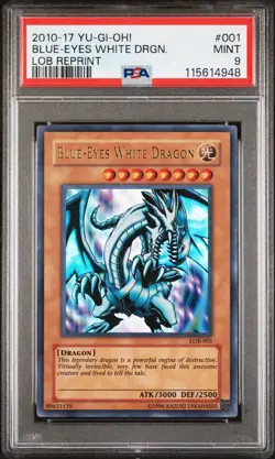 2010-2017 YU-GI-OH LEGEND OF BLUE EYES REPRINT #001 BLUE-EYES WHITE DRAGON PSA 9 - Image 1