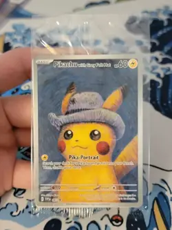 Pikachu with Grey Felt Hat SEALED Van Gogh Promo Pokemon Card - Image 1