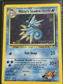 Pokemon TCG Misty's Seadra Prerelease Holo Card 9/132 Promo NM - Image 1