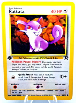 Pokemon Card - 1st Edition Rattata - (66/82) Team Rocket Set Common ***NM*** - Image 1