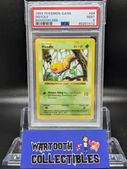 PSA 9 MINT Weedle 69/102 SHADOWLESS Base Set Pokemon Card - Image 1