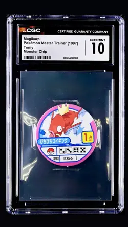Pokemon Master Trainer 1997 Tomy Pocket Monster Chip Magikarp CGC 10 POP 1 RARE - Image 1