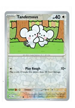 Pokemon TCG Tandemaus 157/191 Sv08: Surging Sparks Reverse Holo Pack Fresh - NM+ - Image 1