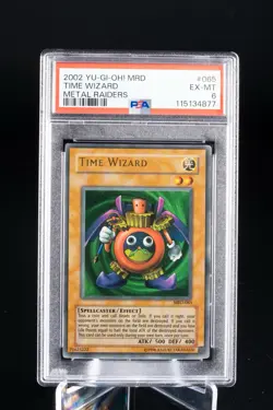 Time Wizard #65 PSA 6 2002 Yu-Gi-Oh Card Metal Raiders - Image 1
