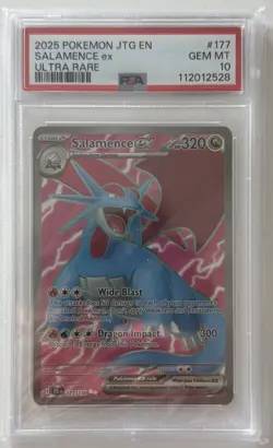 2025 POKEMON JTG EN-JOURNEY TOGETHER #177 SALAMENCE ex ULTRA RARE PSA10 - Image 1