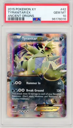 2015 Pokemon XY Ancient Origins Tyranitar Ex Holo #42 PSA 10 - Image 1