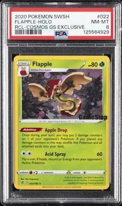 2020 POKEMON SWORD & SHIELD REBEL CLASH #022 FLAPPLE-HOLO PSA 8 - Image 1
