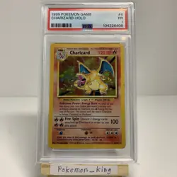 1999 Pokemon Game Charizard Holo Base Set Unlimited #4 Card Rare PSA 1 - Image 1