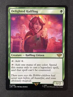 MTG The Lord of the Rings: Tales of Middle-earth #158 Delighted Halfling LP - Image 1