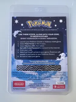 Pokemon Scarlet and Violet Shiny Koraidon OR Miraidon Gamestop Promo Card Code - Image 2