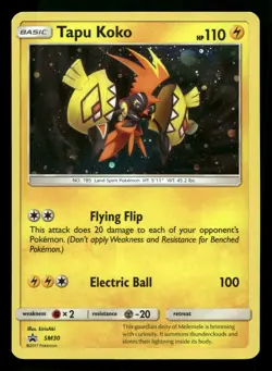 Pokemon Tapu Koko SM30 Sun & Moon Cosmos Holo Black Star Promo LP - Bleed Error - Image 1