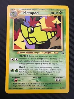 Pokemon TCG Metapod 42/75 Neo Discovery Unlimited LP - Image 1