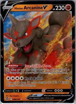 Hisuian Arcanine V 090/195 SWSH12: Silver Tempest - Pokemon Card - NM - Image 1