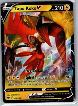 Tapu Koko V 050/163 SWSH05: Battle Styles - Pokemon Card - NM - Image 1