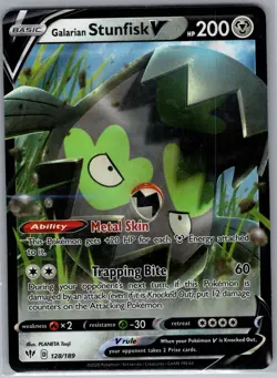Galarian Stunfisk V 128/189 SWSH03: Darkness Ablaze - Pokemon Card - NM - Image 1