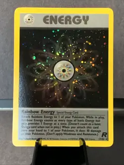 Pokemon TCG Rainbow Energy Special Energy 17/82 Team Rocket Holo VTG WOTC Swirl - Image 1