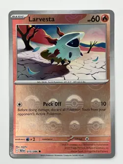 Larvesta 🔥 015/086 PokeBall Common Holo NM Pokemon Sv: Black Bolt - Image 1