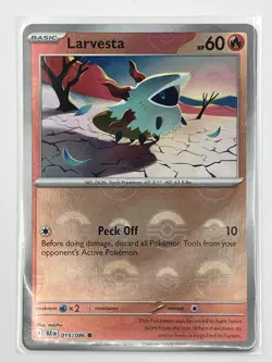 Larvesta 🔥 015/086 PokeBall Common Holo NM Pokemon Sv: Black Bolt - Image 3